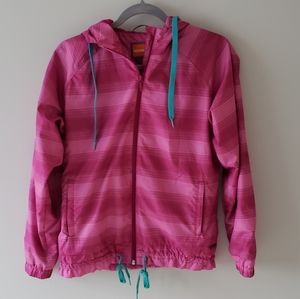 Merrell Magenta  Pink Striped Hooded Windbreaker Jacket szXS